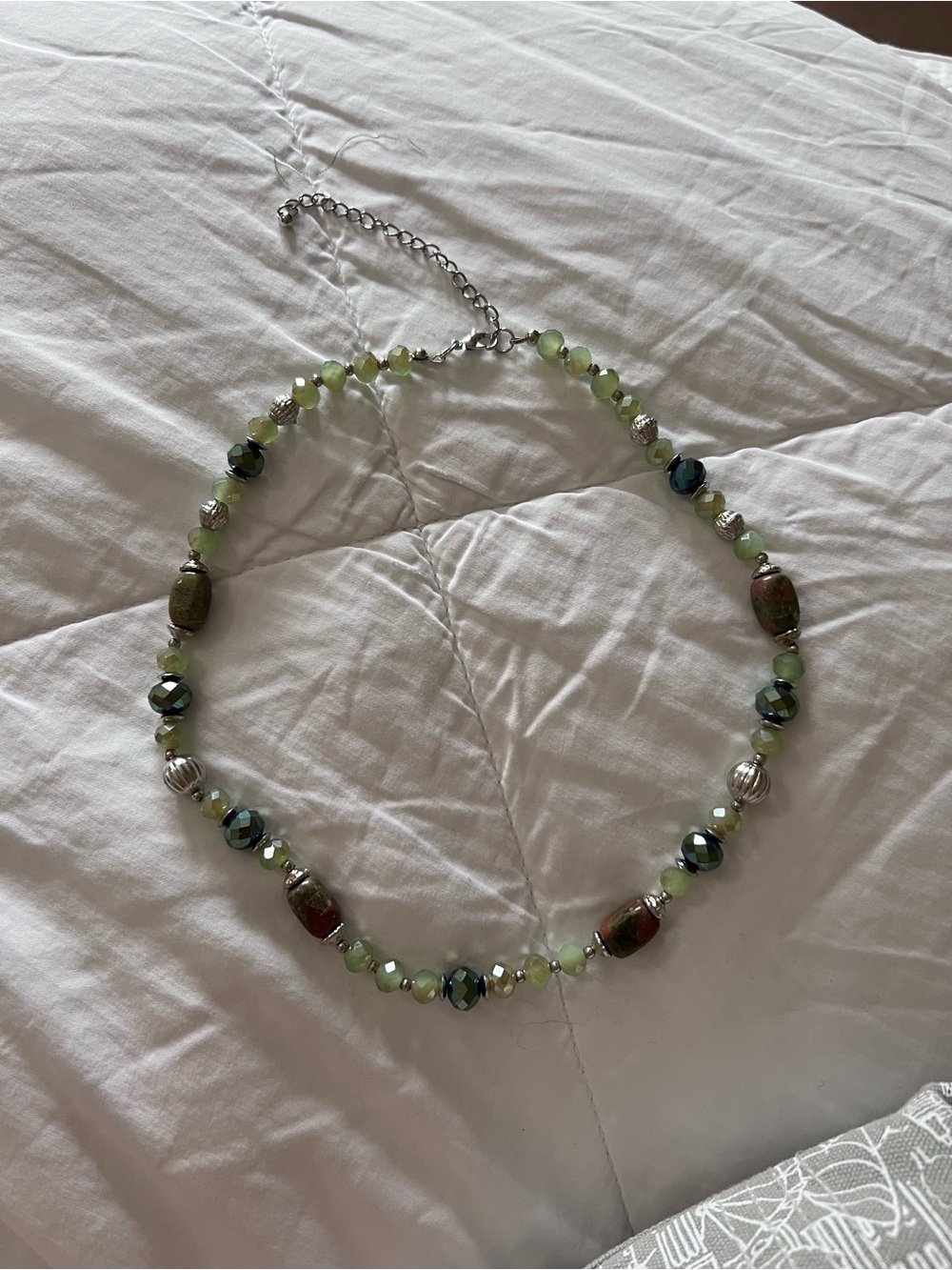 Green Unakite Crystal Women's Necklace